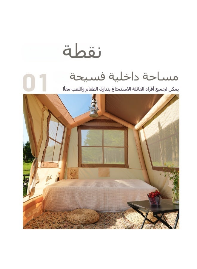 PAKICETUS Inflatable Camping Tent, Easy Setup Camping Tent with Pump, 4-Season CampingAir Tent Cabin with Mesh Doors and Windows, Luxury Camping Design with Skylight - Image 4